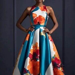 Women’s elegant floral printed dress